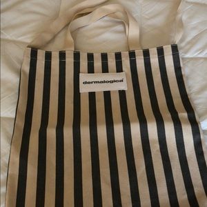 Dermalogica striped beach/makeup tote